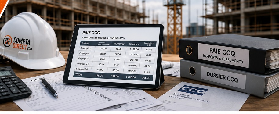 Paie CCQ — rapports et versements pour entreprises de construction